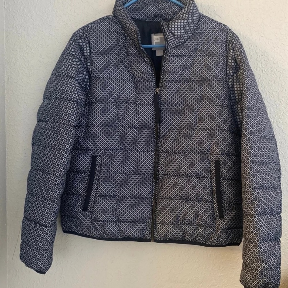 Jcpenny Navy Patterned Puffer Jacket - image 1